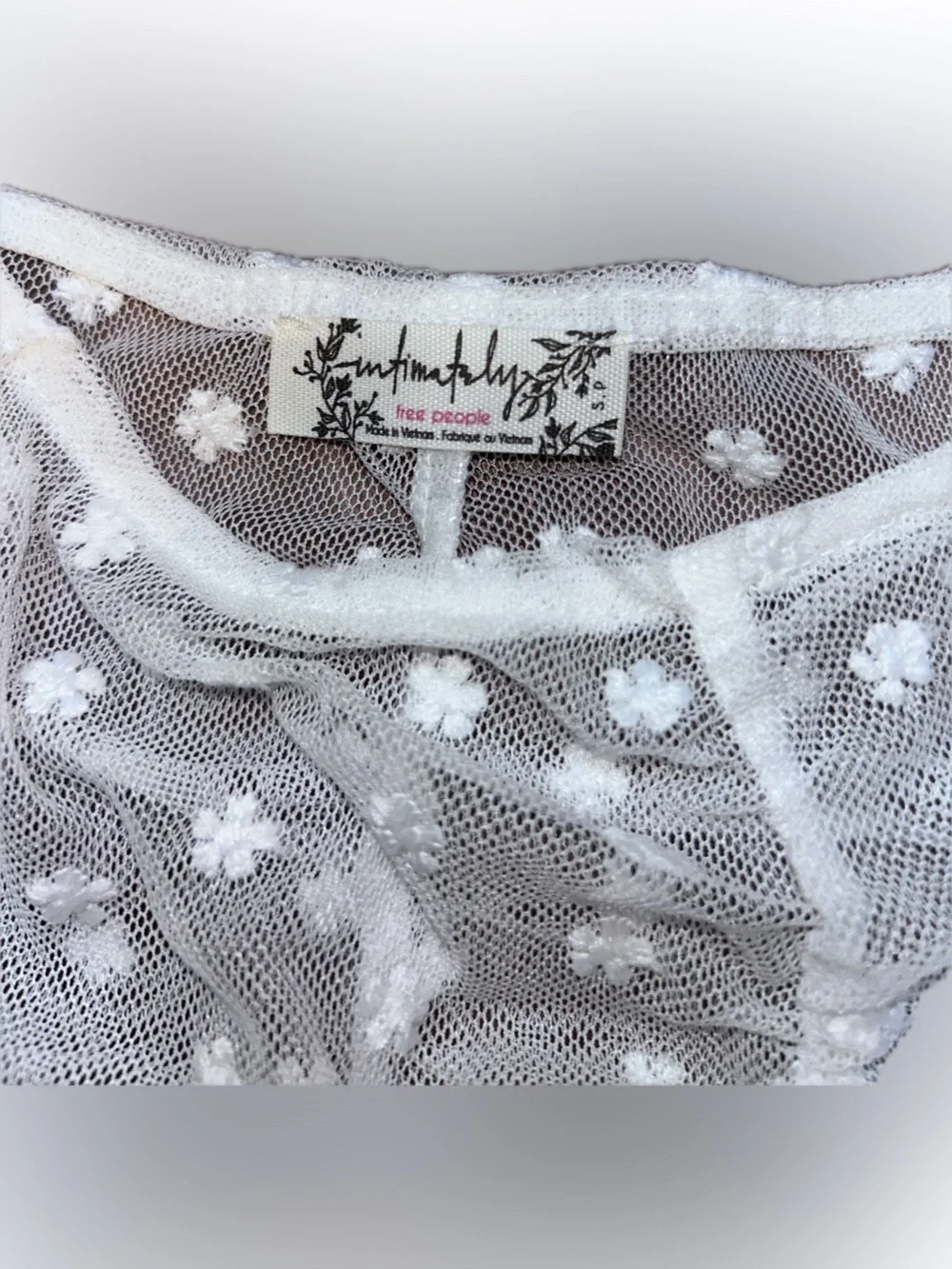 Intimately Free People Most Likely Sheer Ivory Floral Long-Sleeve Layering Top